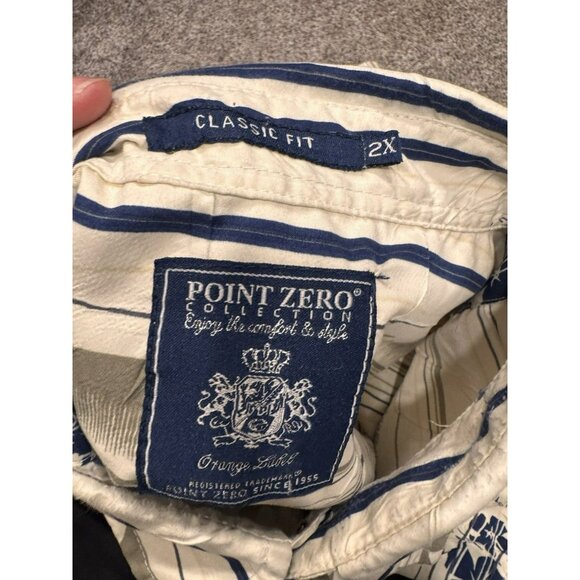 Vintage Point Zero Men’s Button Up Short Sleeve Shirt Blue White 2X EUC - Picture 5 of 6